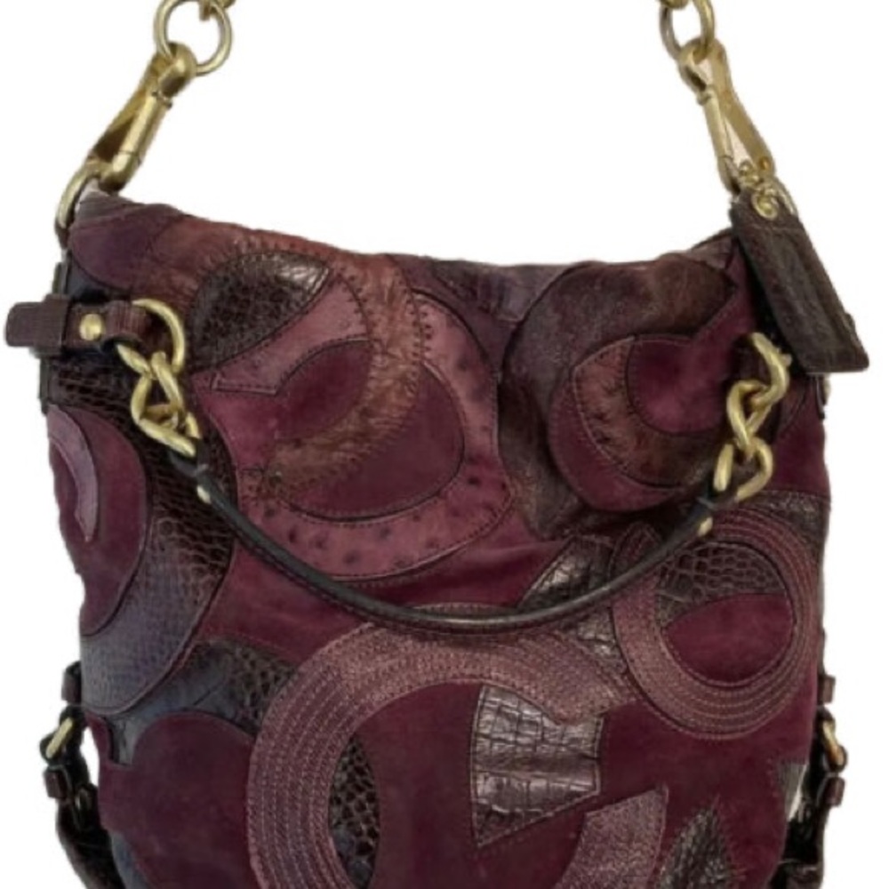 Coach RARE Brooke inlaid C hobo bag purple slouch suede purse handbag